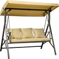 thumbnail image 1 of Spacious 3 Porch Swing With Canopy For Sun Block And Comfort, Brown Adjustable Supportive Cushion, 1 of 5