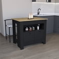 thumbnail image 1 of Modern Black Macadamia Kitchen Island 35.3" H Offering Cookware Storage, 1 of 4