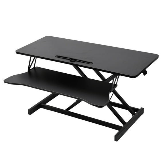 Spacious 38-inch Standing Desk Converter with Keyboard Tray - Holds 2 Monitors, Manual Pneumatic Lift