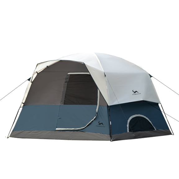 Spacious 4-6 Person Camping Tent with Rainfly Waterproof Family Cabin Tent, Easy Setup, Mesh Windows for Ventilation & Bug Protection, Stable Frame for Outdoor Camping