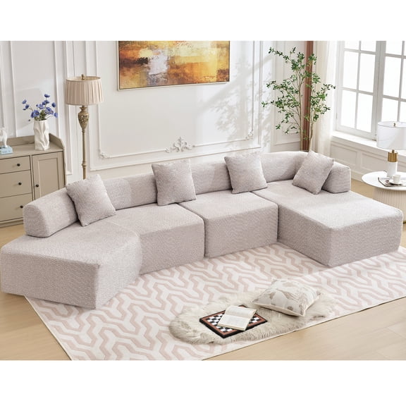 Spacious 4-Seat Sectional Sofa - Ideal for Taller Individuals to Stretch Out