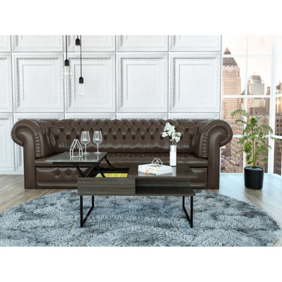 Spacious 41.3" W x 25.9" L Carbon/Onyx Carbon 48.67lb Coffee Table with Lift Top and Reinforced Legs