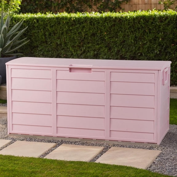 Spacious 75 Gallon 260L Plastic Outdoor Deck Storage Box for Tools, Cushions, and Toys with Lockable Seating Feature