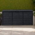 thumbnail image 1 of Spacious 75 Gallon 260L Plastic Outdoor Deck Storage Box for Tools, Cushions, and Toys with Lockable Seating Feature, 1 of 10