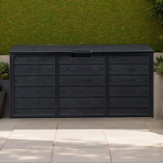 Spacious 75 Gallon 260L Plastic Outdoor Deck Storage Box for Tools, Cushions, and Toys with Lockable Seating Feature