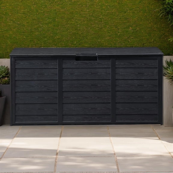 Spacious 75 Gallon 260L Plastic Outdoor Deck Storage Box for Tools, Cushions, and Toys with Lockable Seating Feature