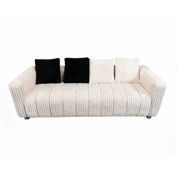 Spacious 82-inch Corduroy Two-Seater Sofa on Solid Wooden Frame
