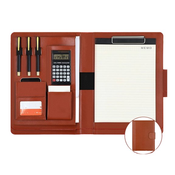 Budget Planner Organizers Binders Cover PU Leather Light Weight Personals Wallets with Handle Calculator and Clipboard