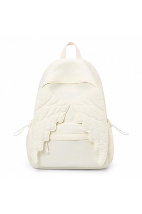 Spacious Angel Wing Travel Backpack Practical Nylon Daypack Roomy Design (White)