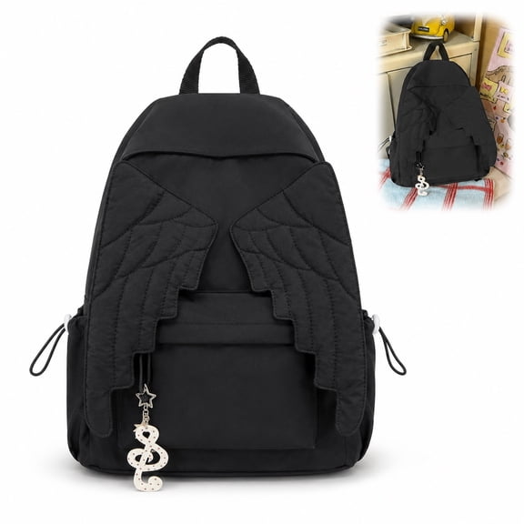 Spacious Angel Wing Travel Backpack, Practical Nylon Daypack with Roomy Design for Women Outdoor Travel School Work and Daily Carry