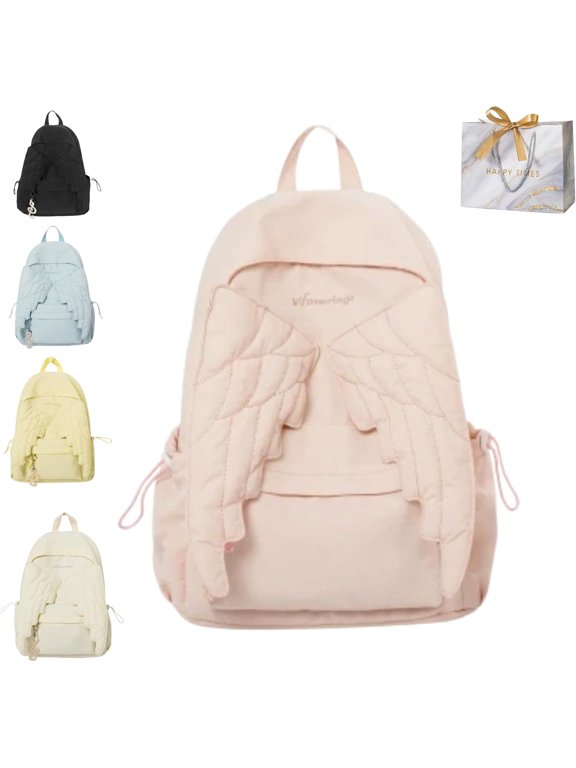 Spacious Angel Wings Backpack, Angel Wing Backpack Coquette Fun Novelty Nylon Bag with Zipper for Women(a)