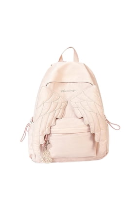 Spacious Angel Wings Backpack Cute Cute core Travel Bag Whimsical | Water Resistant Nylon Daypack Polyester Lining Embroidered Feather Decor Pockets Commuter Shopping Weekend Women
