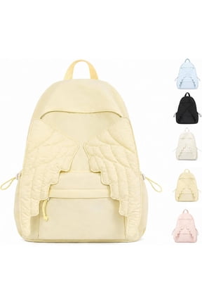 Spacious Angel Wings Backpack for Women ,Large Capacity Nylon Daypack with 3D Wing Design | Adjustable Travel Bag with Front and Side Pockets(Yellow)