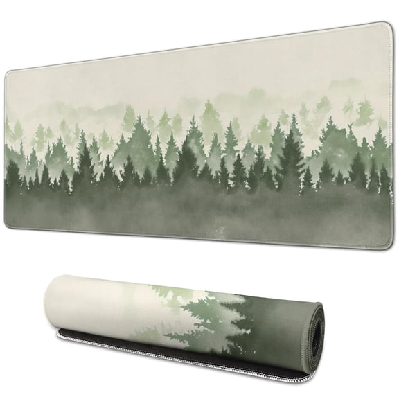 Spacious and Attractive - Forest Background Large Mouse Pad, Extended Desk Mat with Non-Slip Rubber & Stitched Edges - Ideal for Precise Control (31.5 x 11.8inches)