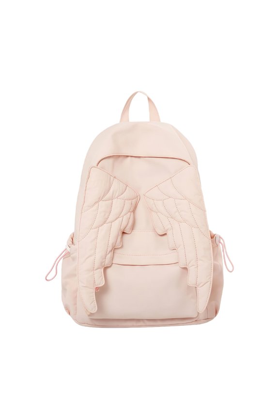 Spacious Backpack With Wing Decors Holds Textbooks Stationery Large Storage Lightweight Daypack Practical Nylon Bag