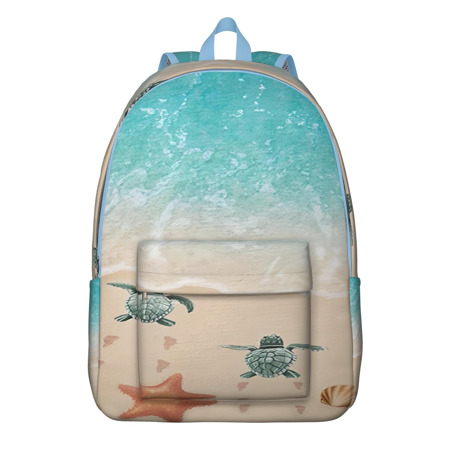 Spacious Backpack with Hawaiian Ocean and Turtle Design, Great Back to ...