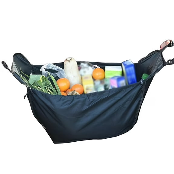 Spacious Black Car Storage Bag, Collapsible Design for Shopping Convenience
