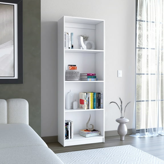 Spacious Bookcase In Pure White - Stores Your Treasures Neatly Display Books And Decorative Pieces Save Space Assembly Required