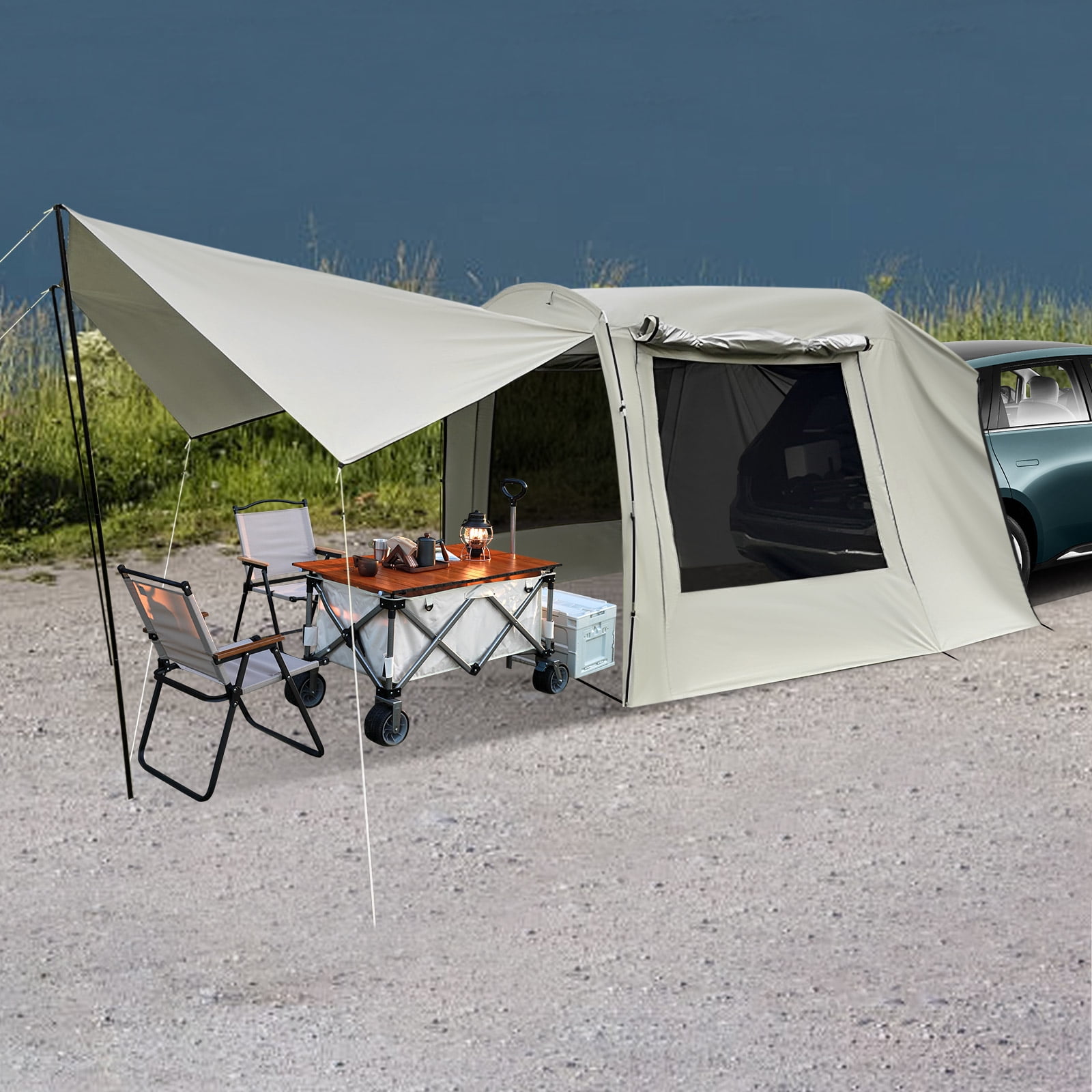 Spacious Car Rear Tent with Waterproof, UV40 Protection, Suitable for 4-6 People, Easy Installation, Portable, and Durable for Camping Trips