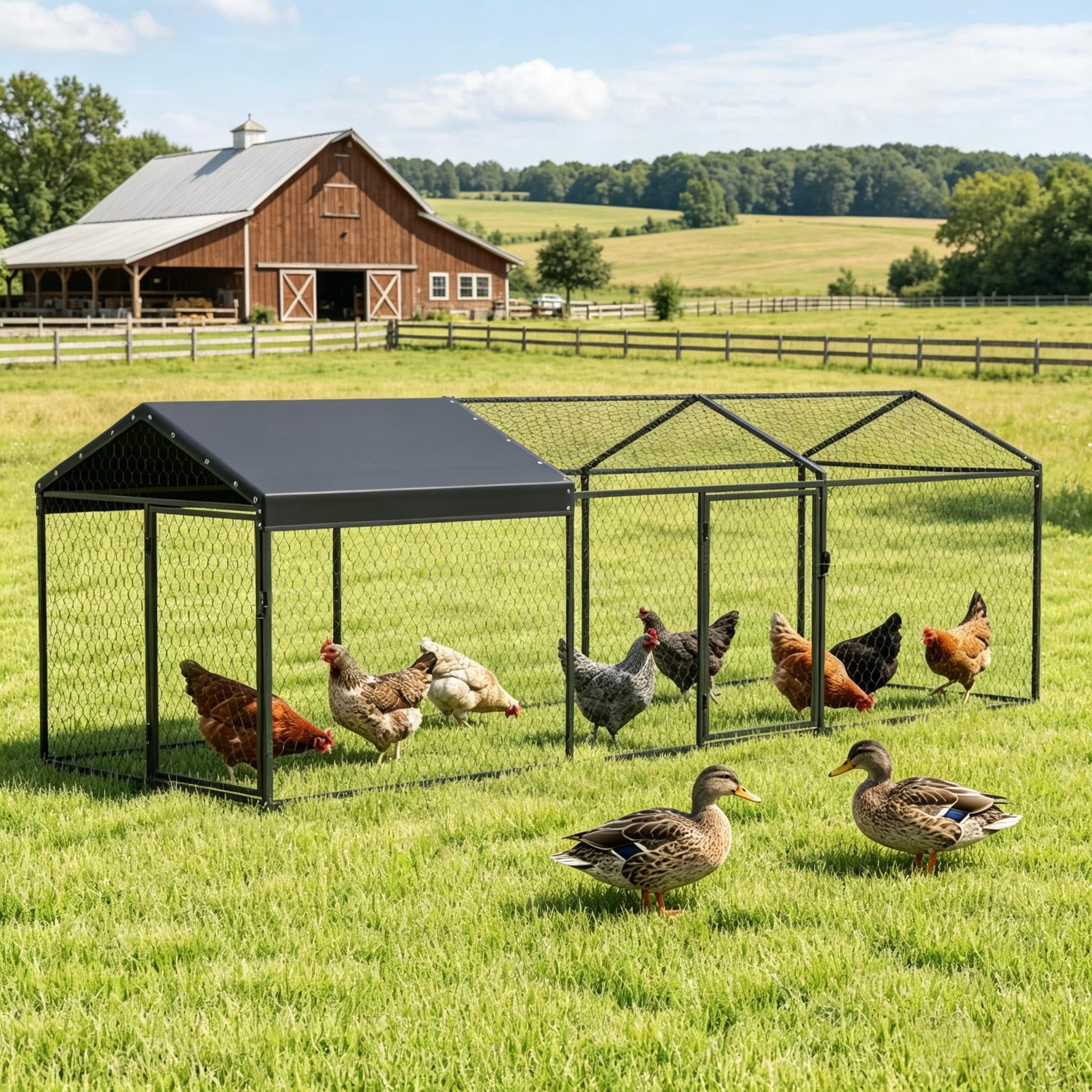Spacious Chicken Coop, Duck Coop Outdoor Chicken Run Pet Cage