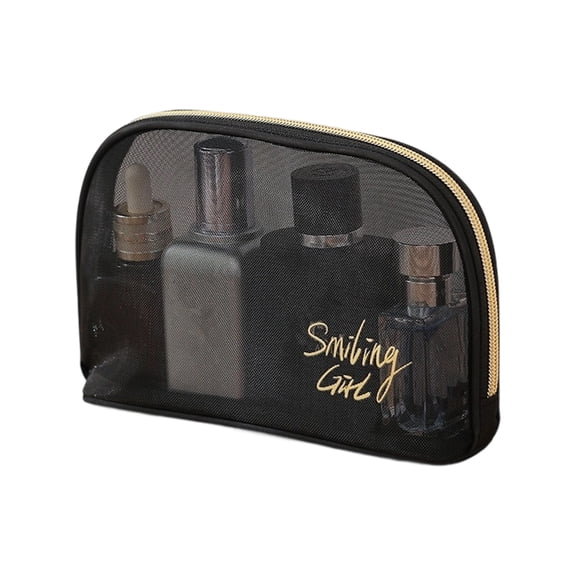 Spacious Clear Mesh Makeup Storage Bag Square Travel Toiletry Organizers