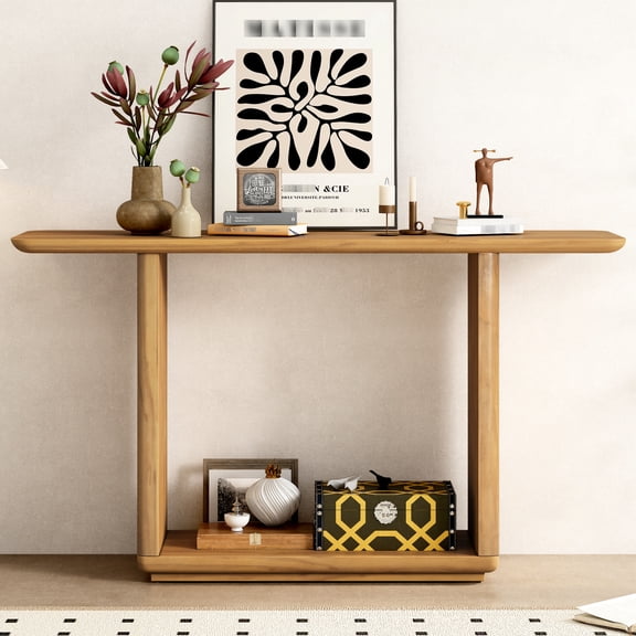 Spacious Console Table | Display Treasures in Any Room | Natural Wood Grain Appeal | Straightforward Setup