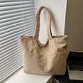thumbnail image 1 of Spacious Corduroy Tote Bag with Multiple Pockets - Fashionable Shoulder Bag for Campus Life, Work Commute and Everyday Essentials Organization, 1 of 6