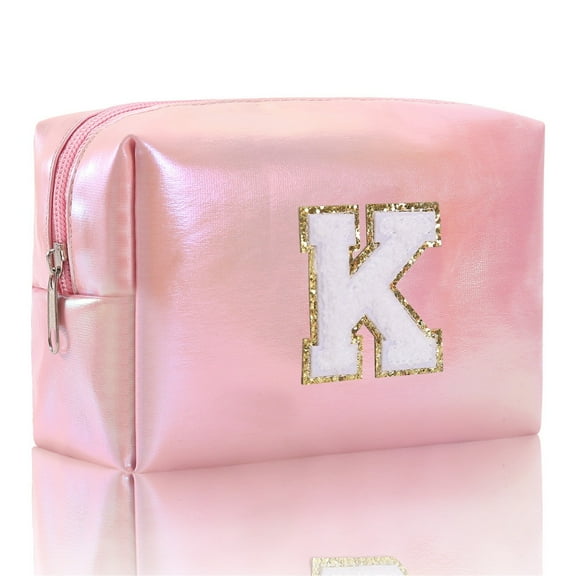 Spacious Cosmetic Bag - Large Capacity Embroidered Alphabet Makeup Bag for Toiletries Travel Storage Clutch and Handbag