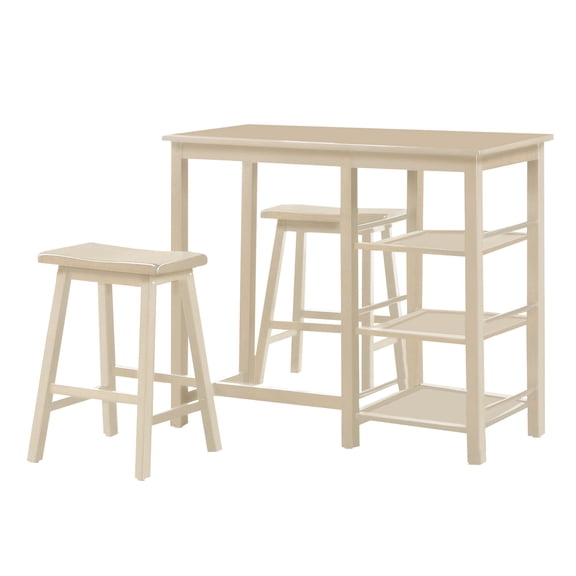 Spacious Counter Height Set, White, 3 Piece Pack