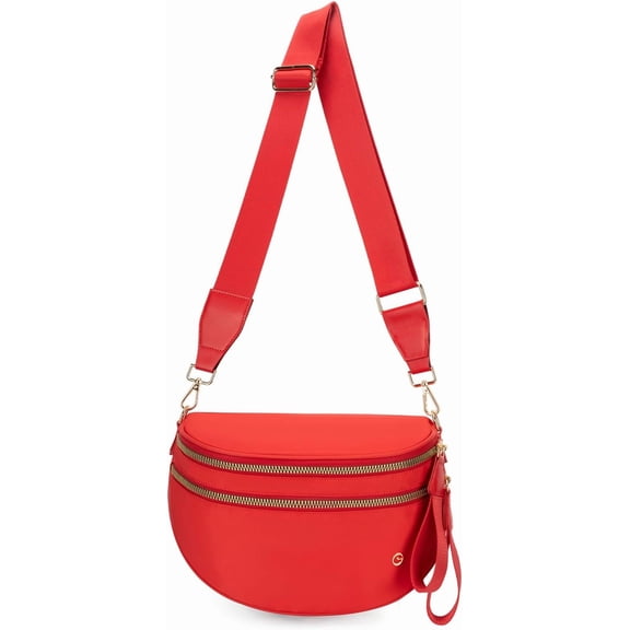 Spacious Crossbody Bag Nylon Bum Bag for Women Fanny Packs Handbags with Adjustable Straps Pure Color