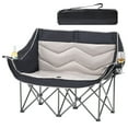 thumbnail image 1 of Spacious Double Camping Chair with Wine Glass Holders, Padded Loveseat, and Carry Bag for Beach, Lawn, and Camping, 1 of 8
