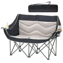 Spacious Double Camping Chair with Wine Glass Holders, Padded Loveseat, and Carry Bag for Beach, Lawn, and Camping