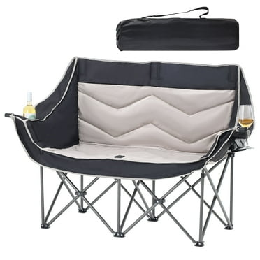 Spacious Double Camping Chair with Wine Glass Holders, Padded Loveseat, and Carry Bag for Beach, Lawn, and Camping