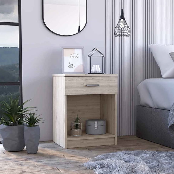 Spacious Drawer & Shelf / Bedroom Nightstand Use / Space-Saving Storage Solution