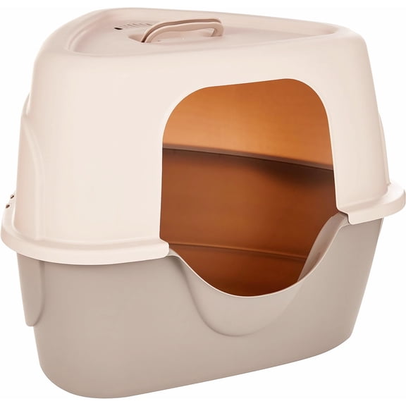 Spacious Enclosed Charcoal Cat Litter Box with Lid, Odor Control Design