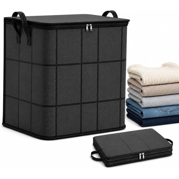 Spacious Fabric Moving Storage Bin with Zipper, 100/140/180L Large Capacity Organizer for Quilts, Bedding and Sweaters, Storage Bag for Closet Organization & Moving