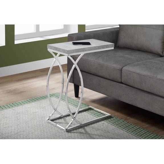Spacious Grey Laminate Accent Table with Chrome Metal|Versatile for Living & Bedroom