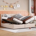 thumbnail image 1 of Spacious King Size Bed with Hydraulic Storage System and Classic Vertical Stripe Design, Beige, 1 of 23