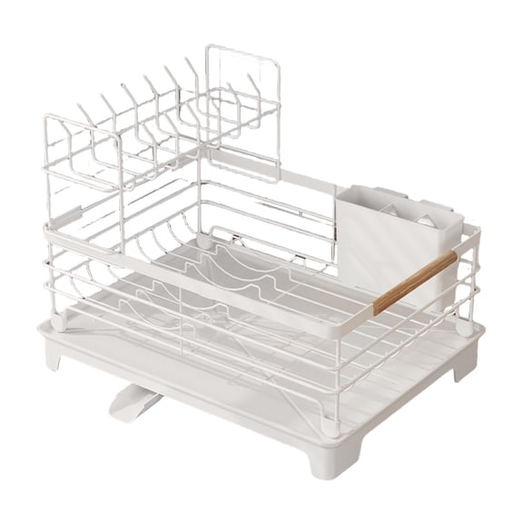 Spacious Kitchen Over Sink Drainer Rack Easy Assemble Dish Drying Tray Cutlery Holder Plates Organiser with Drainboard