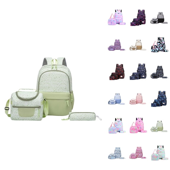Spacious Leopard Print 3 Piece Backpack For Students—Large Capacity Lightweight School Daypack With Pencil And Lunch