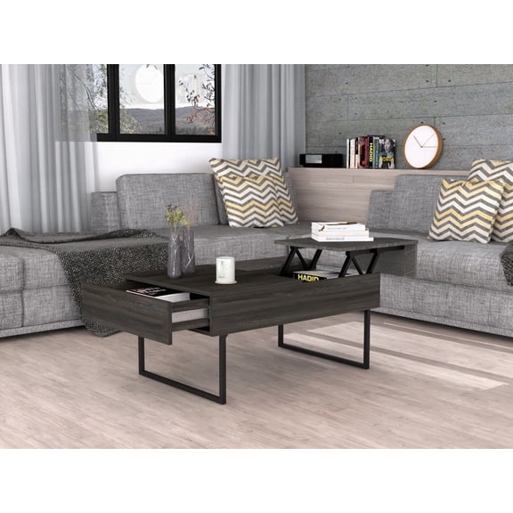 Spacious Wood-Look Coffee Table for Living Room with Concealed Storage and Easy Clean.