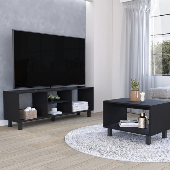 Spacious Living Room Duo Set with Steel Legs for Storage and Display, Ideal for 50 - 59 Inch TVs