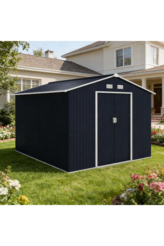 Spacious Metal Tool Shed, Outdoor Storage Shed