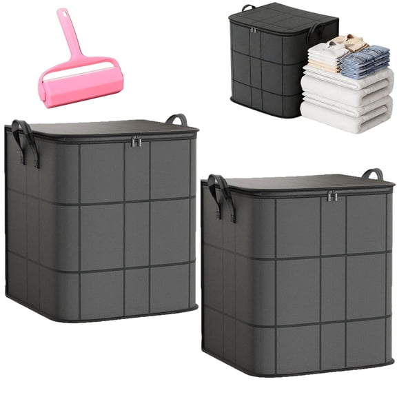 Spacious Moving Storage Bin, Organizer for Quilts, Bedding, Sweaters, Clothes and Quilt Dustproof Storage Baskets, Foldable Large Capacity Fabric Bag for Moving, Closet (2PC, S)