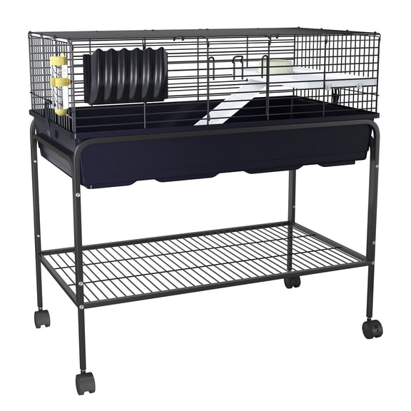 Spacious Multi-Level Bird Cage for Small Animals  Rolling Stand, Detachable Storage, Feeding Accessories  Indoor Habitat for Rabbit, Guinea Pig, Hamster