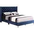 thumbnail image 1 of Spacious Navy Blue Upholstered Bed With Foldable Design Velvet For Daily Comfort, 1 of 4