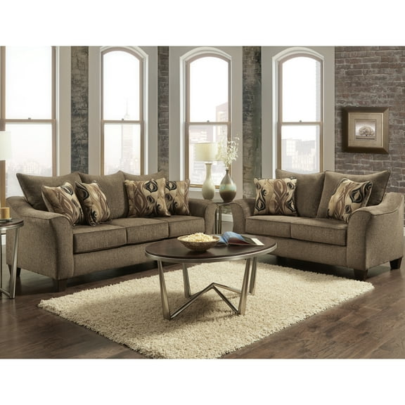 Spacious Option 2 Living Room - Brown Fabric Furniture Contemporary Style Seating