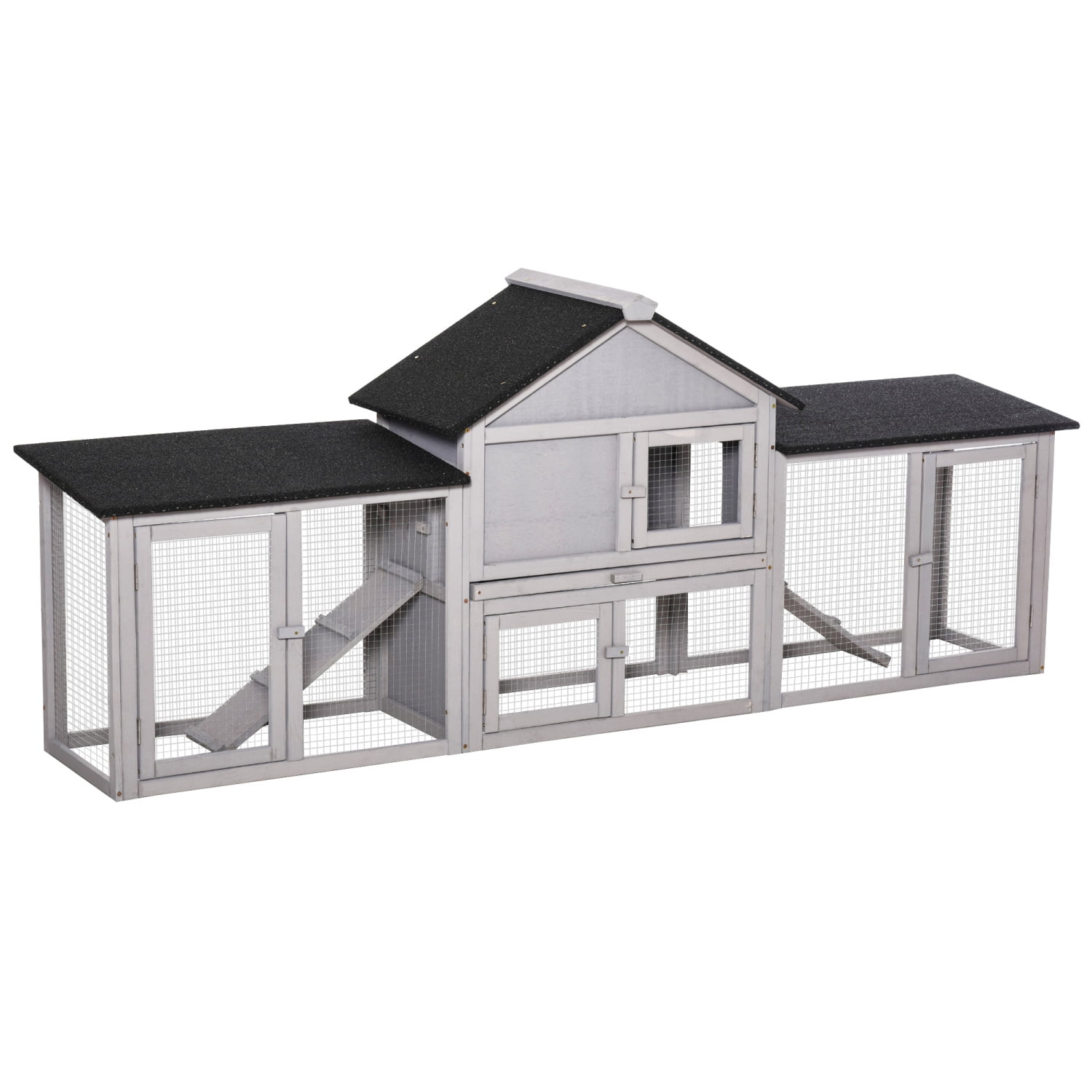 Spacious PawHut 83-Inch Long Weatherproof Outdoor Rabbit Hutch with ...