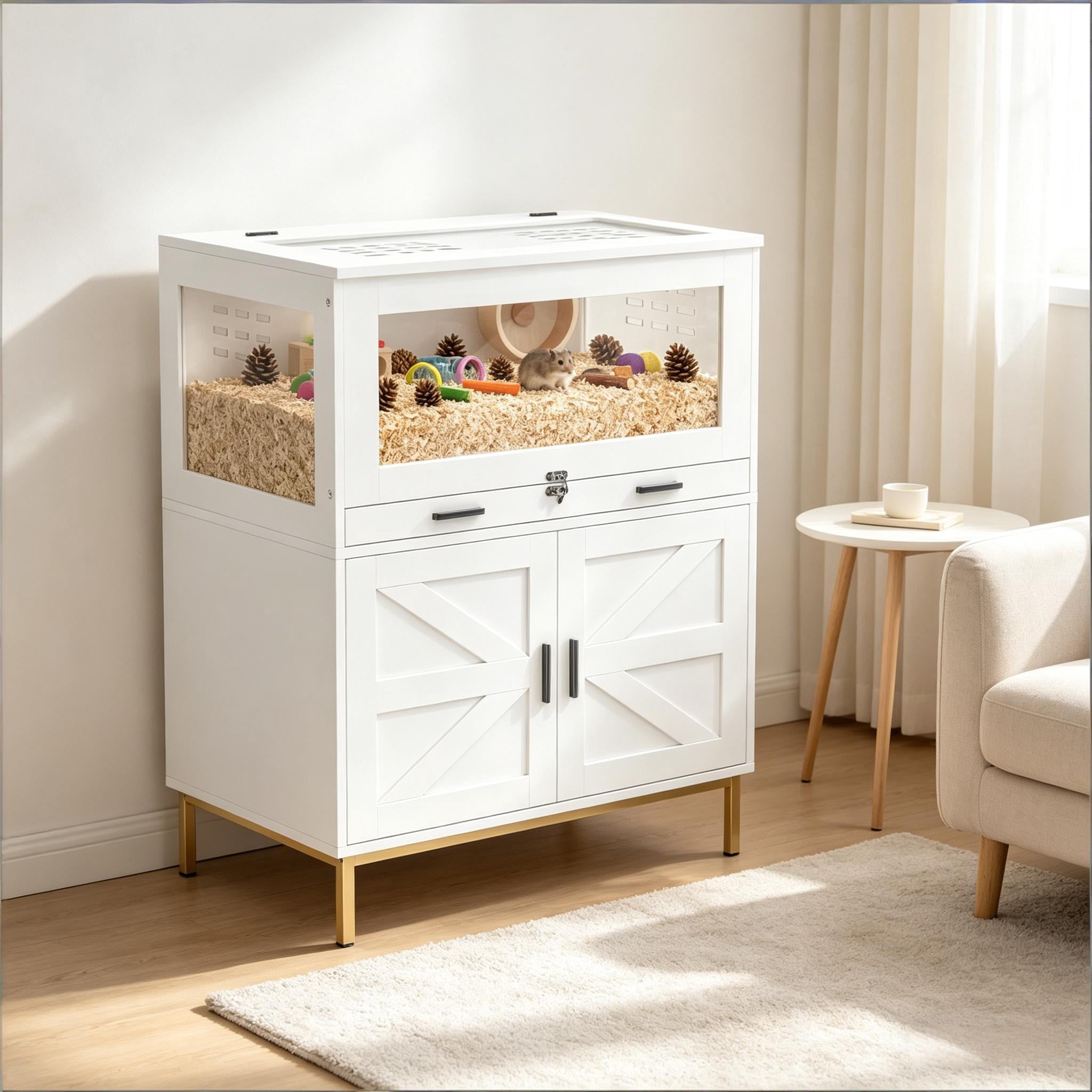 Spacious Pet Cage, Hamster Cage, Hedgehogs Cage with a Removable Sliding Tray and a lift-up Top