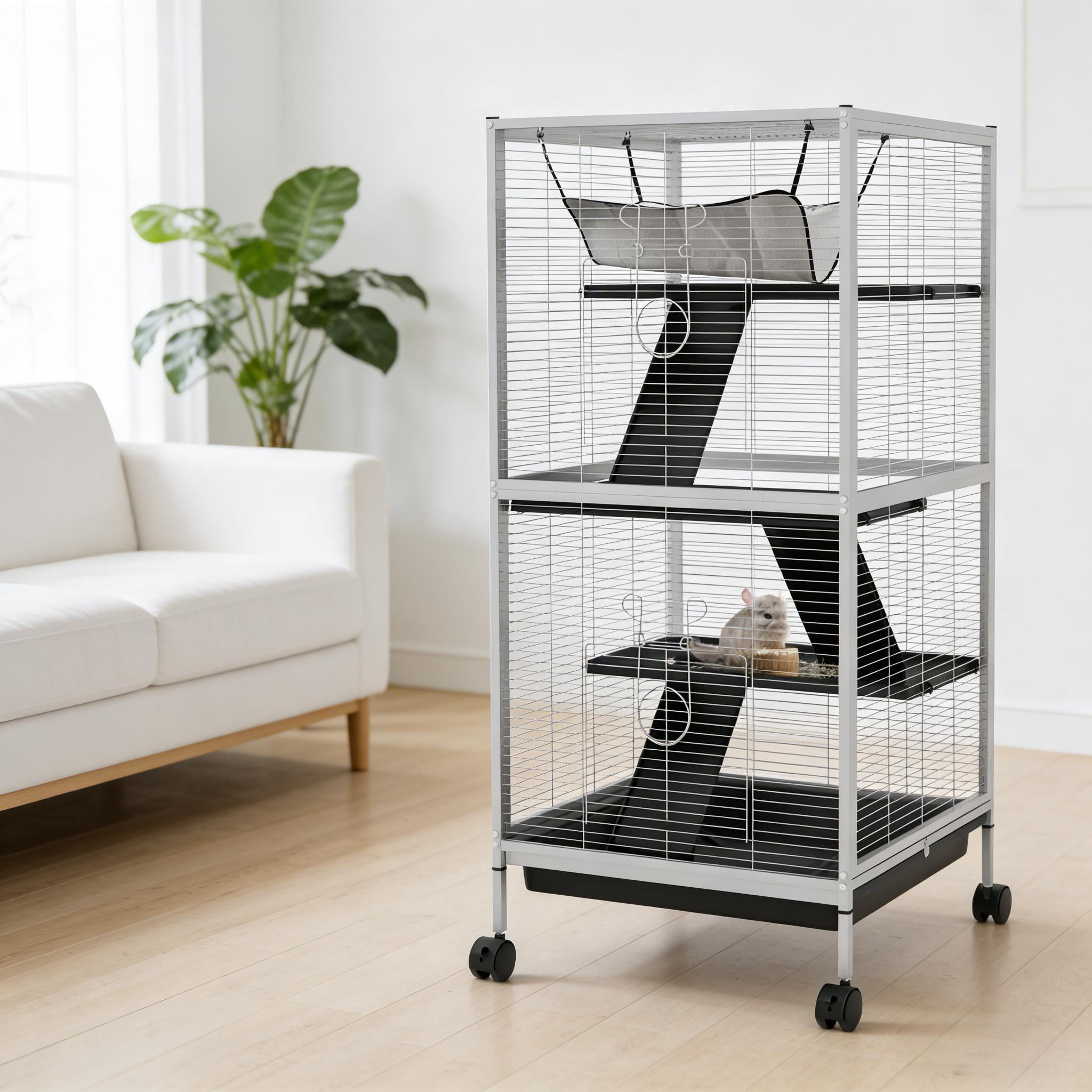 Spacious Pet House, Rolling Small Animal Hutch Cage, Small Pet Hutch